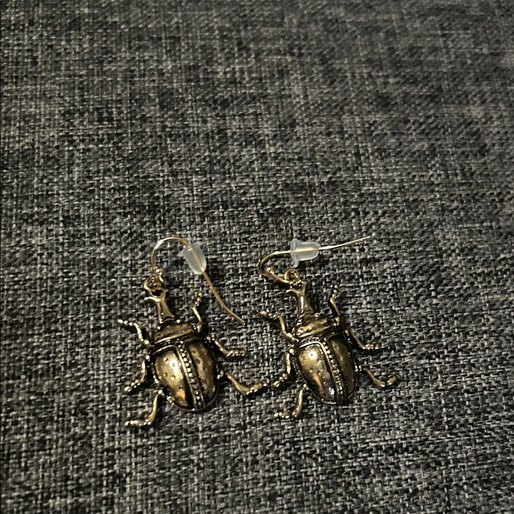 Gold Beetle Earrings